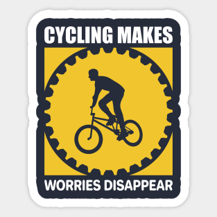 Cycling makes worries disappear Cyclist T-shirt design 2022. Sticker